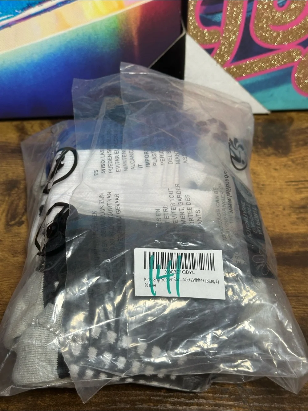 Sports Soccer Grip Calf Socks 6 pack multi color youth Large
